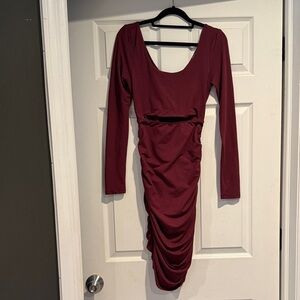 Deep Red Long Sleeve Dress